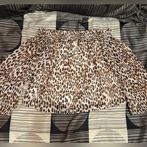 VENUS Animal Print Off Shoulder Top with Ruffle Bell Sleeve